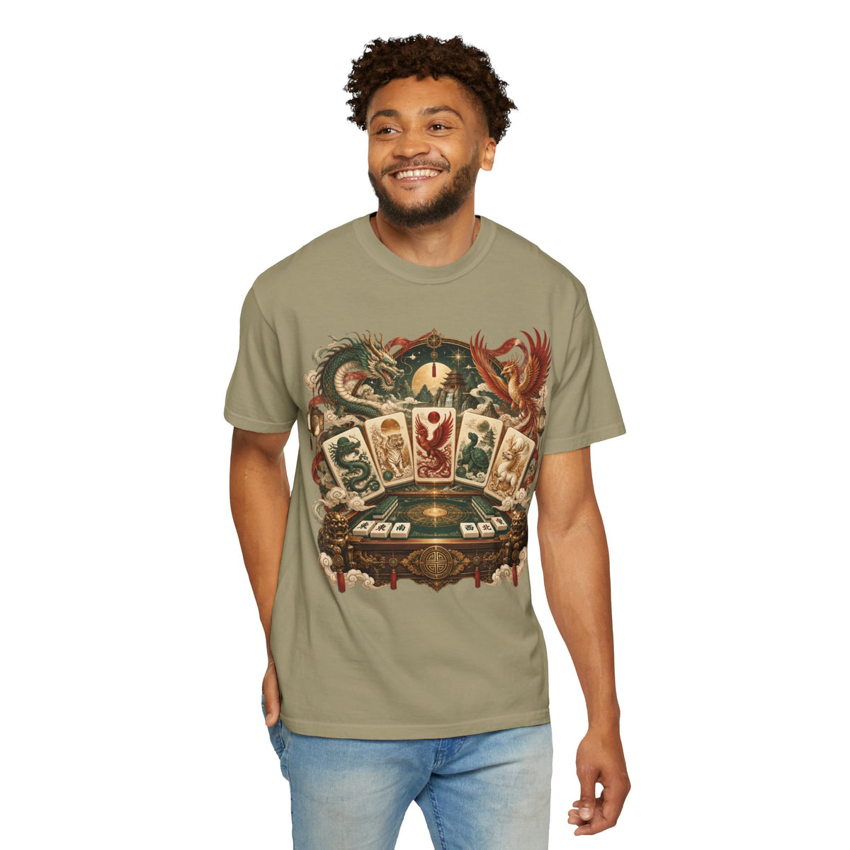 Mahjong Mystical Casino Dragon Garment-Dyed T-Shirt