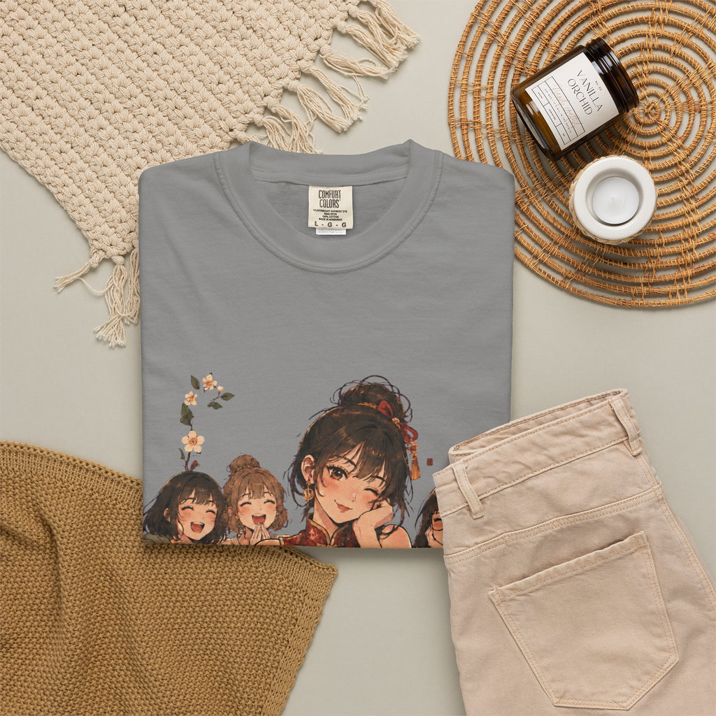 Retro Anime Mahjong Girls Graphic T-Shirt