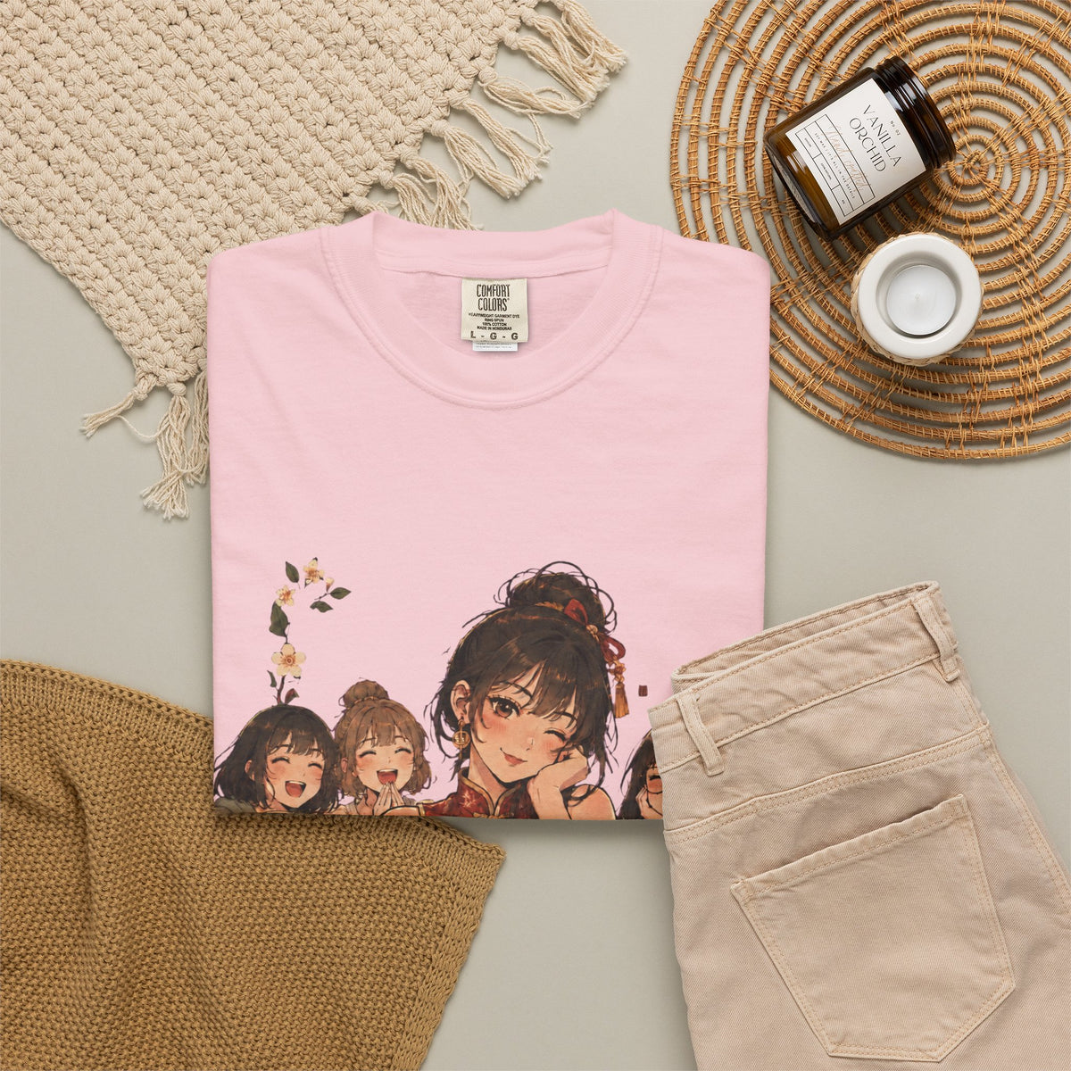 Retro Anime Mahjong Girls Graphic T-Shirt