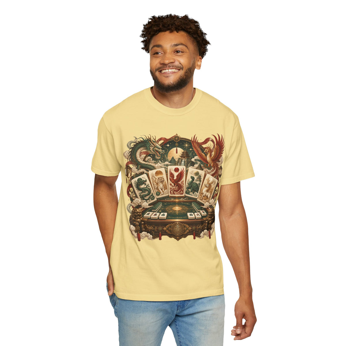 Mahjong Mystical Casino Dragon Garment-Dyed T-Shirt