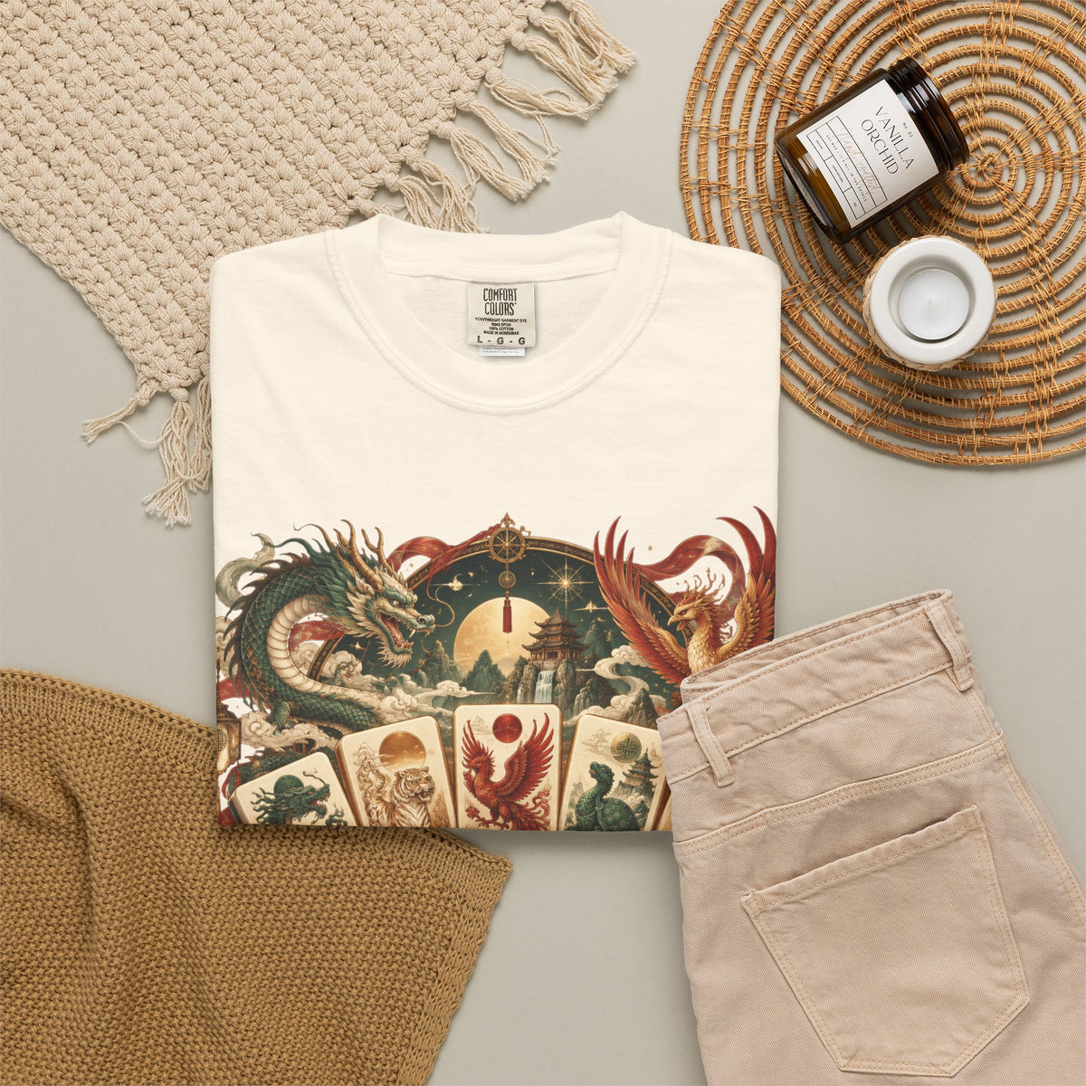 Mahjong Mystical Casino Dragon Garment-Dyed T-Shirt