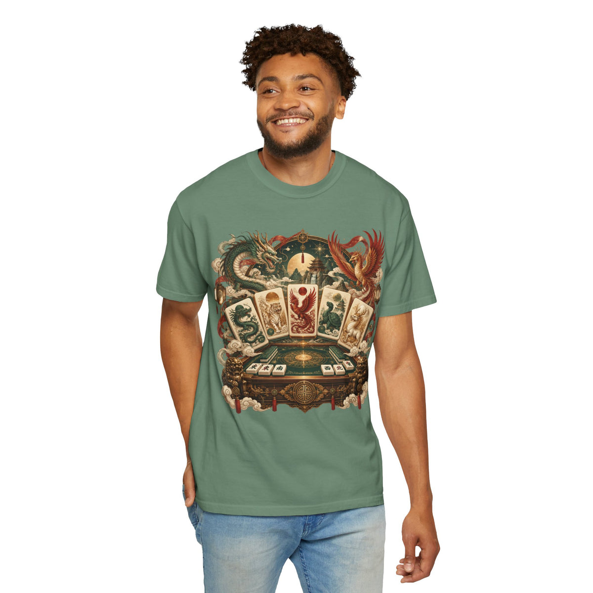 Mahjong Mystical Casino Dragon Garment-Dyed T-Shirt