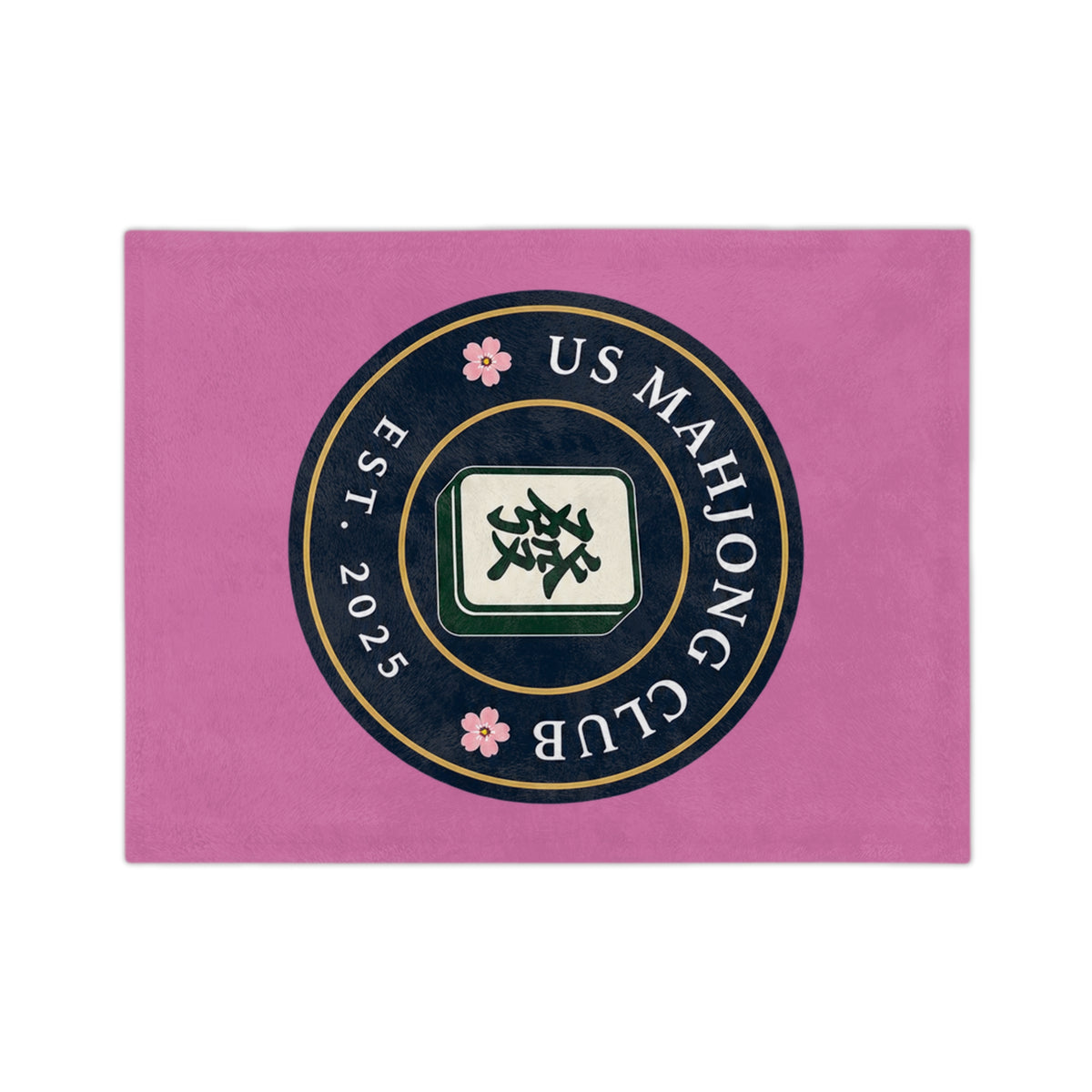 US Mahjong Club Pink Velveteen Blanket