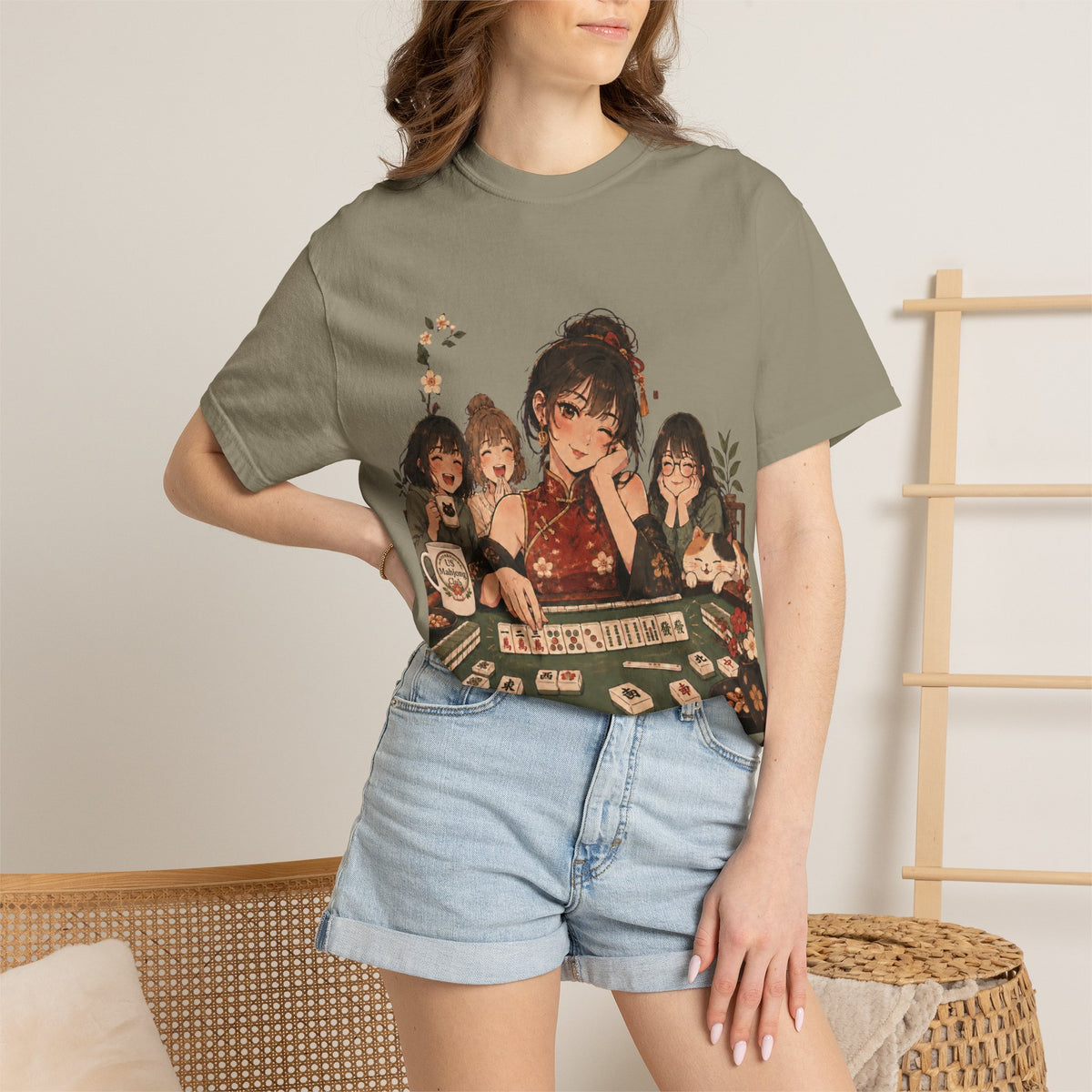 Retro Anime Mahjong Girls Graphic T-Shirt