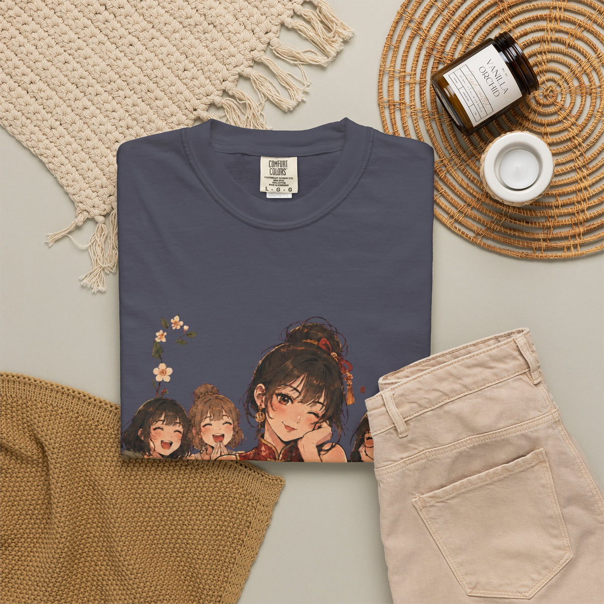 Retro Anime Mahjong Girls Graphic T-Shirt