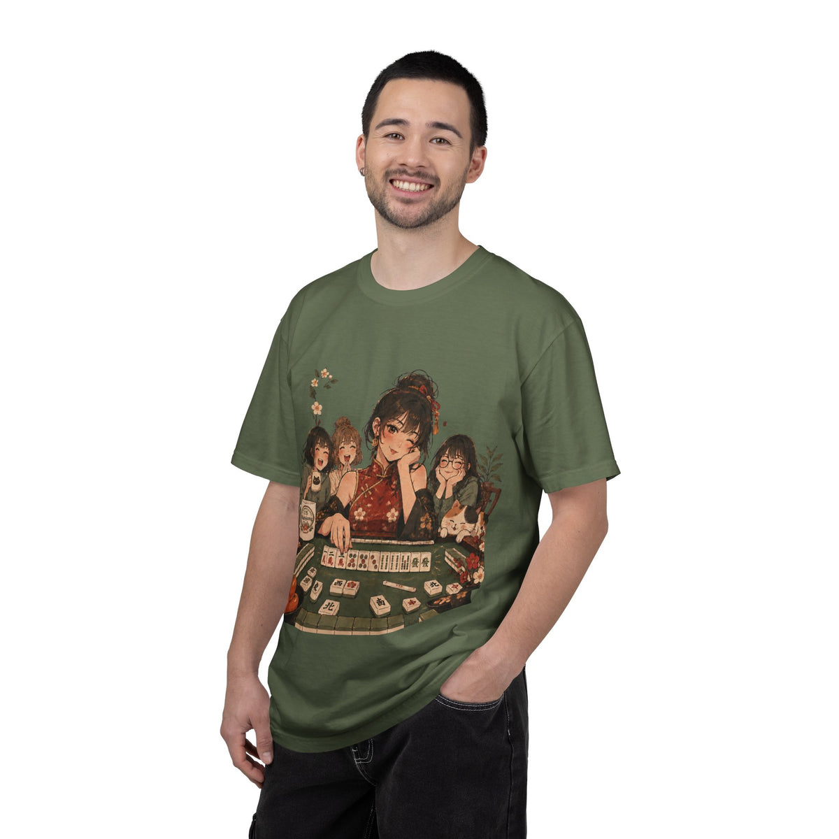 Retro Anime Mahjong Girls Graphic T-Shirt