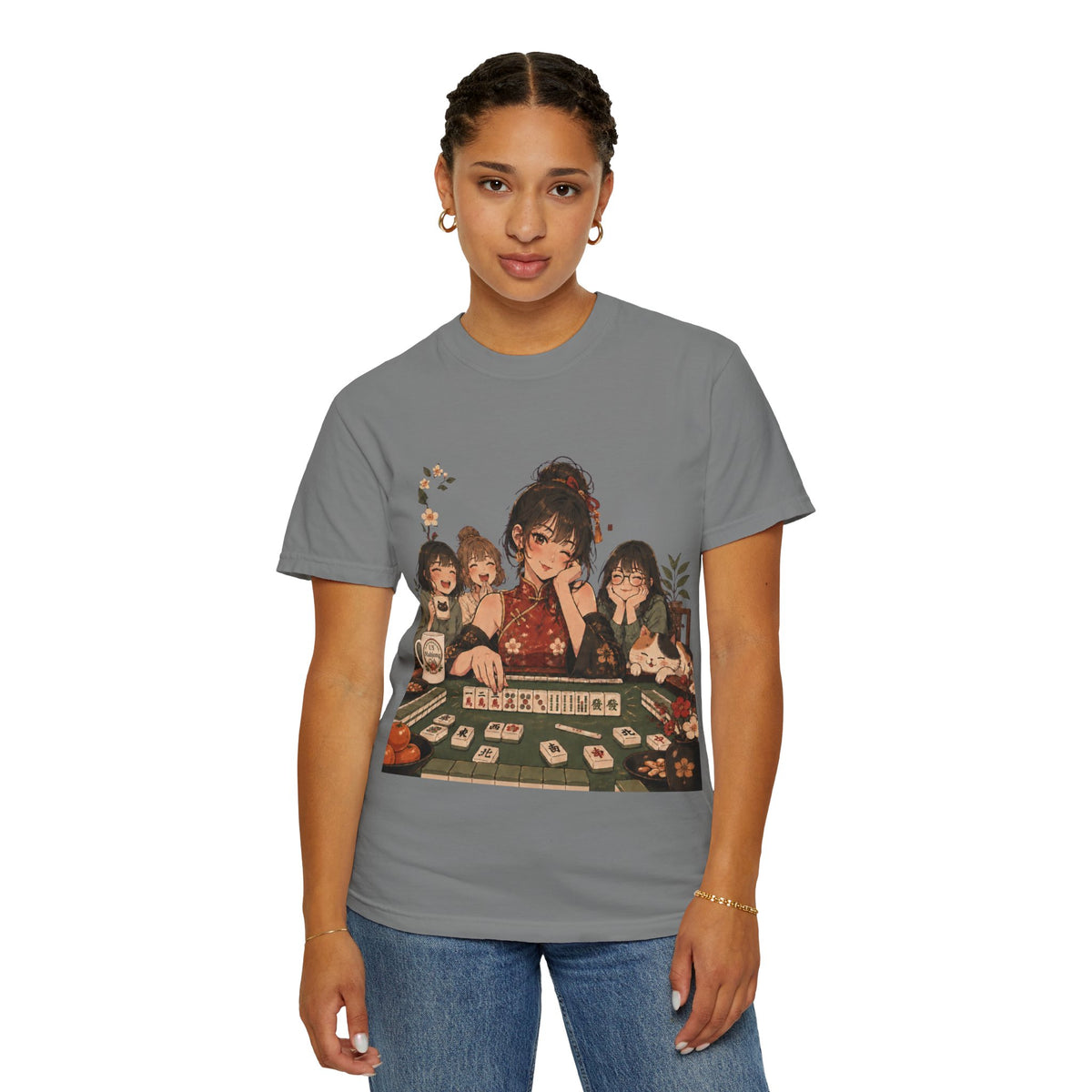 Retro Anime Mahjong Girls Graphic T-Shirt