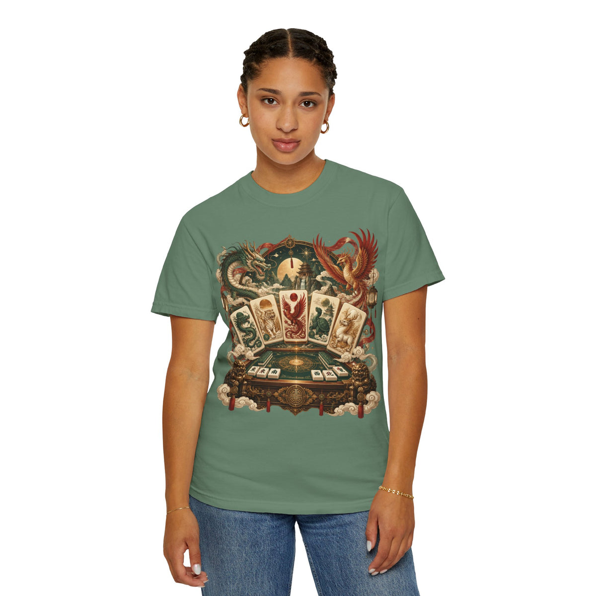 Mahjong Mystical Casino Dragon Garment-Dyed T-Shirt