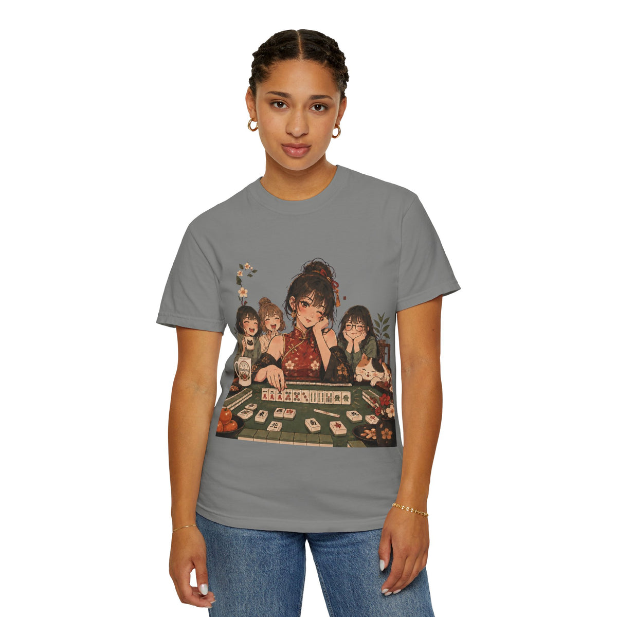 Retro Anime Mahjong Girls Graphic T-Shirt