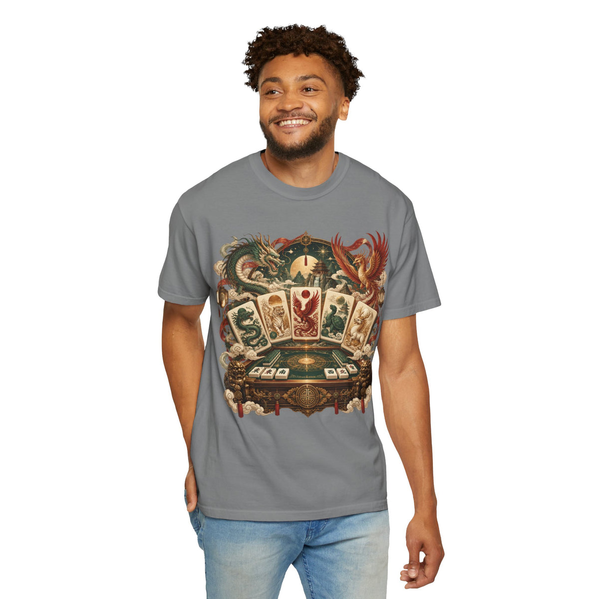 Mahjong Mystical Casino Dragon Garment-Dyed T-Shirt