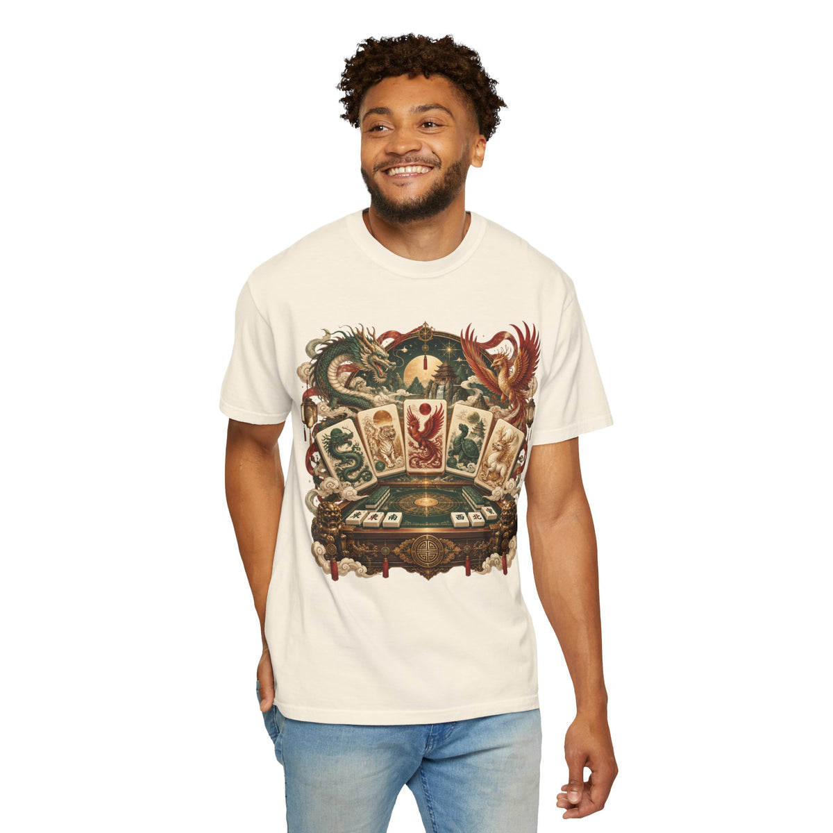 Mahjong Mystical Casino Dragon Garment-Dyed T-Shirt