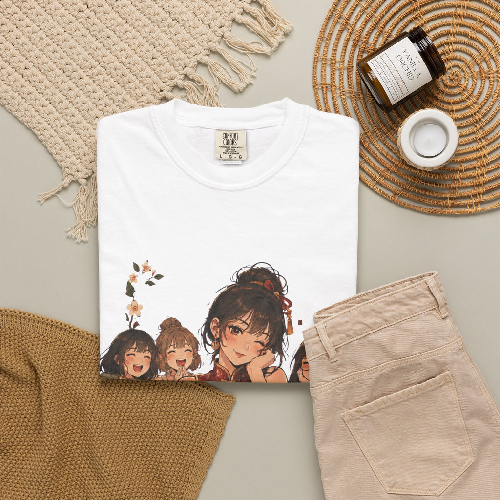 Retro Anime Mahjong Girls Graphic T-Shirt