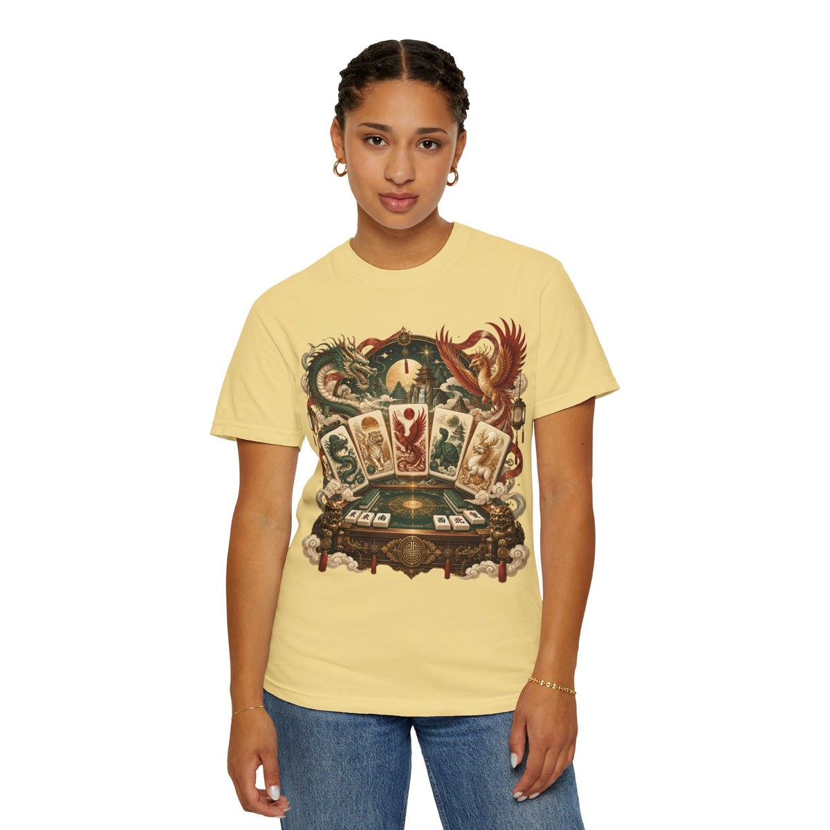 Mahjong Mystical Casino Dragon Garment-Dyed T-Shirt