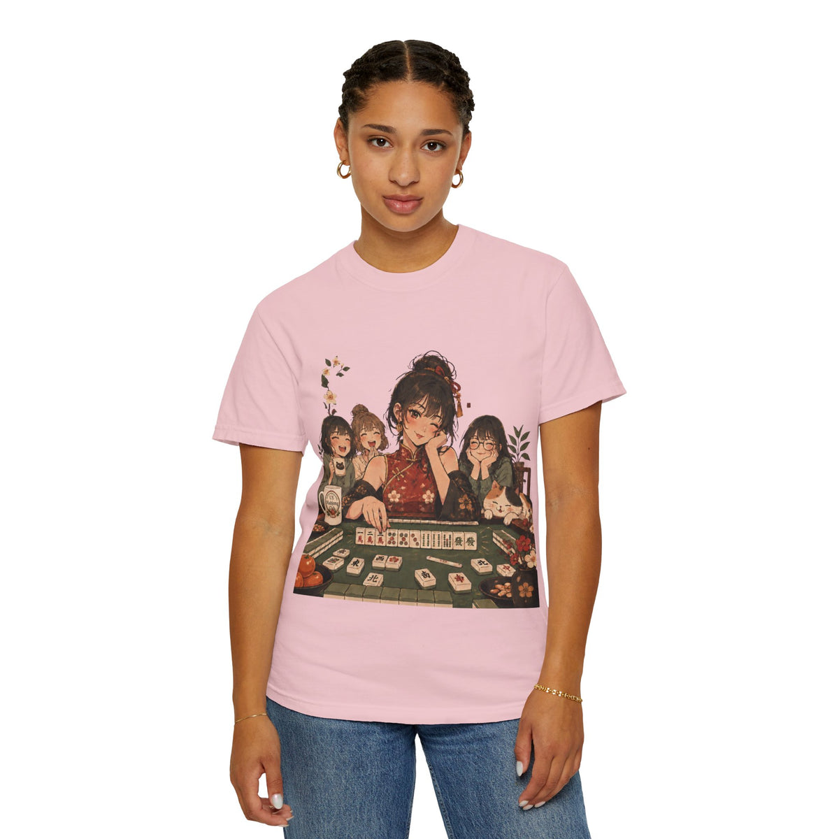 Retro Anime Mahjong Girls Graphic T-Shirt