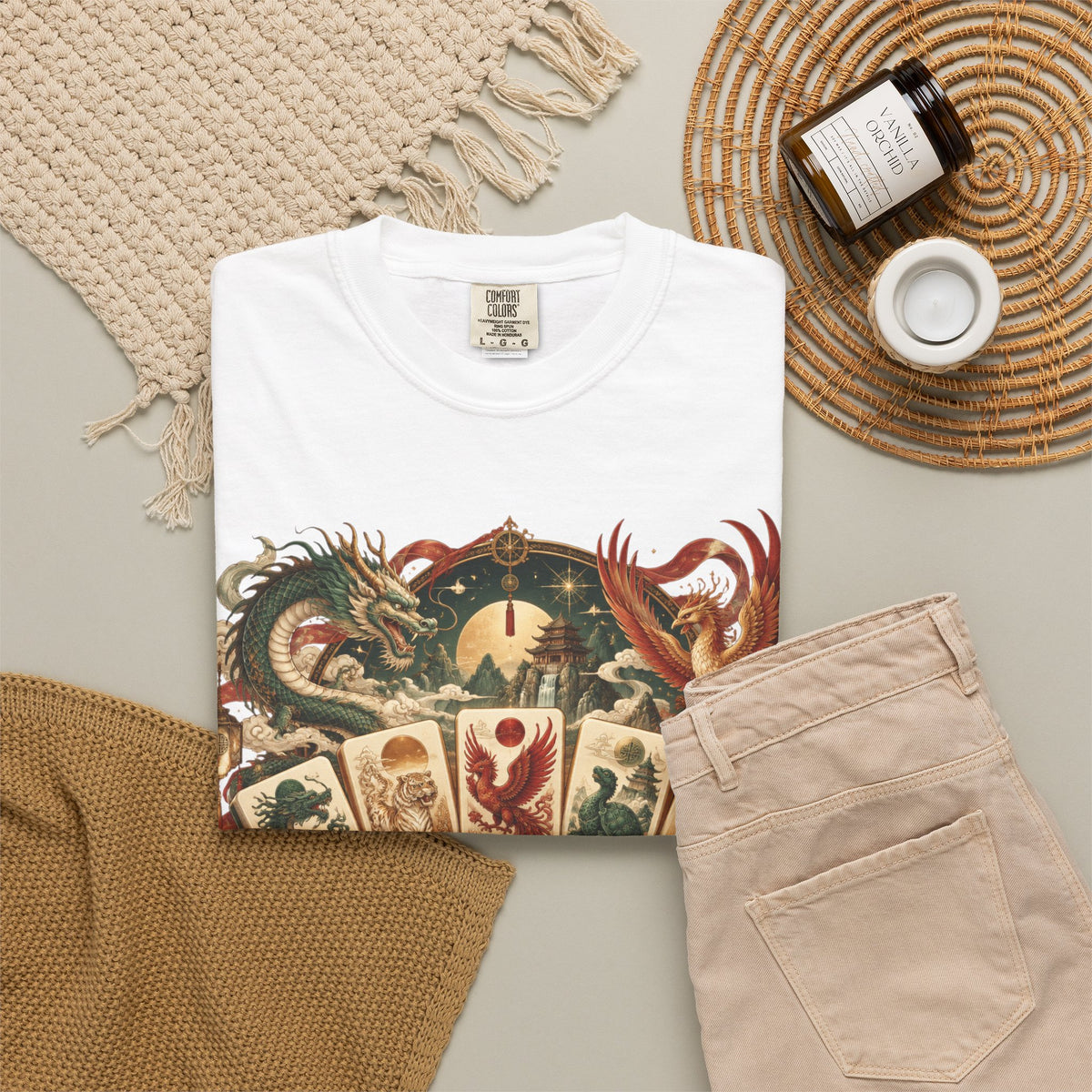 Mahjong Mystical Casino Dragon Garment-Dyed T-Shirt