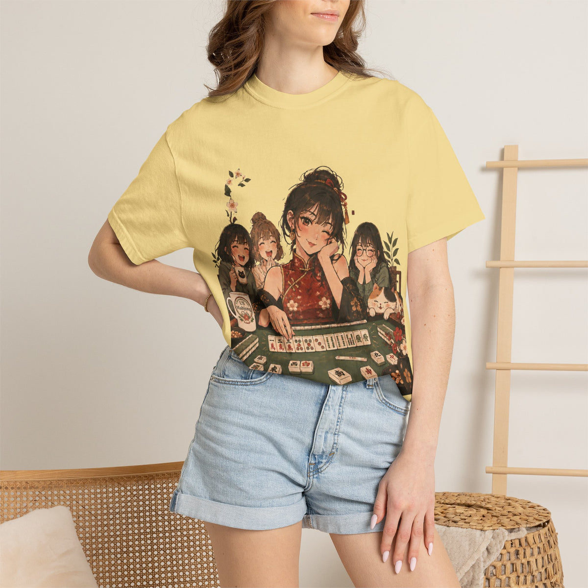 Retro Anime Mahjong Girls Graphic T-Shirt
