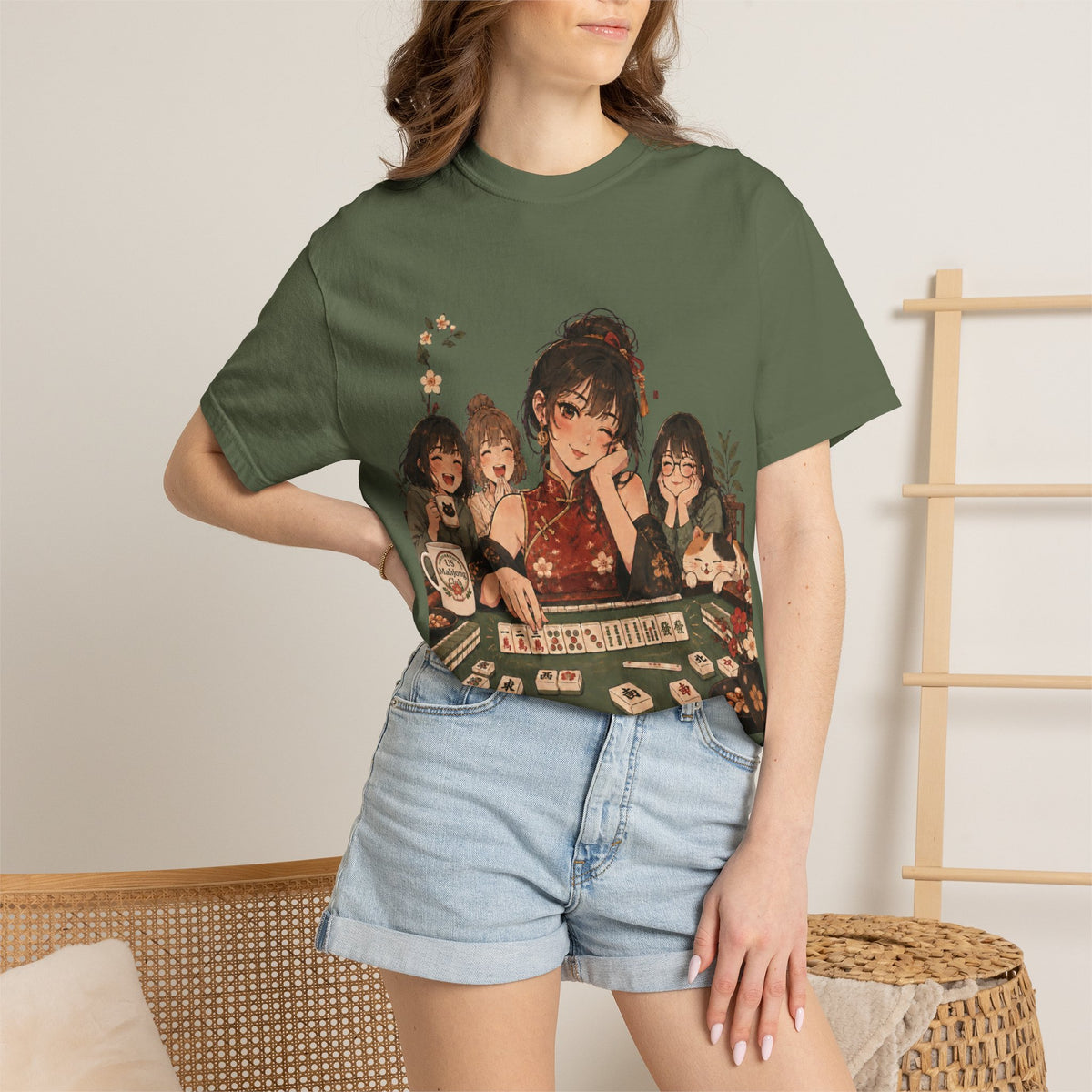 Retro Anime Mahjong Girls Graphic T-Shirt