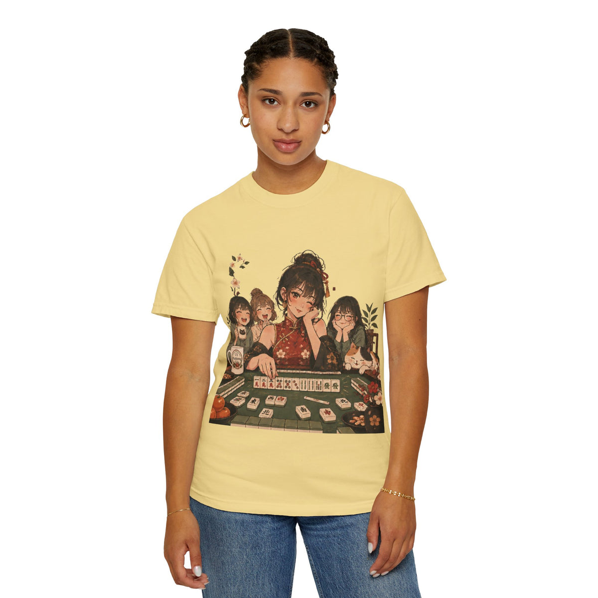 Retro Anime Mahjong Girls Graphic T-Shirt