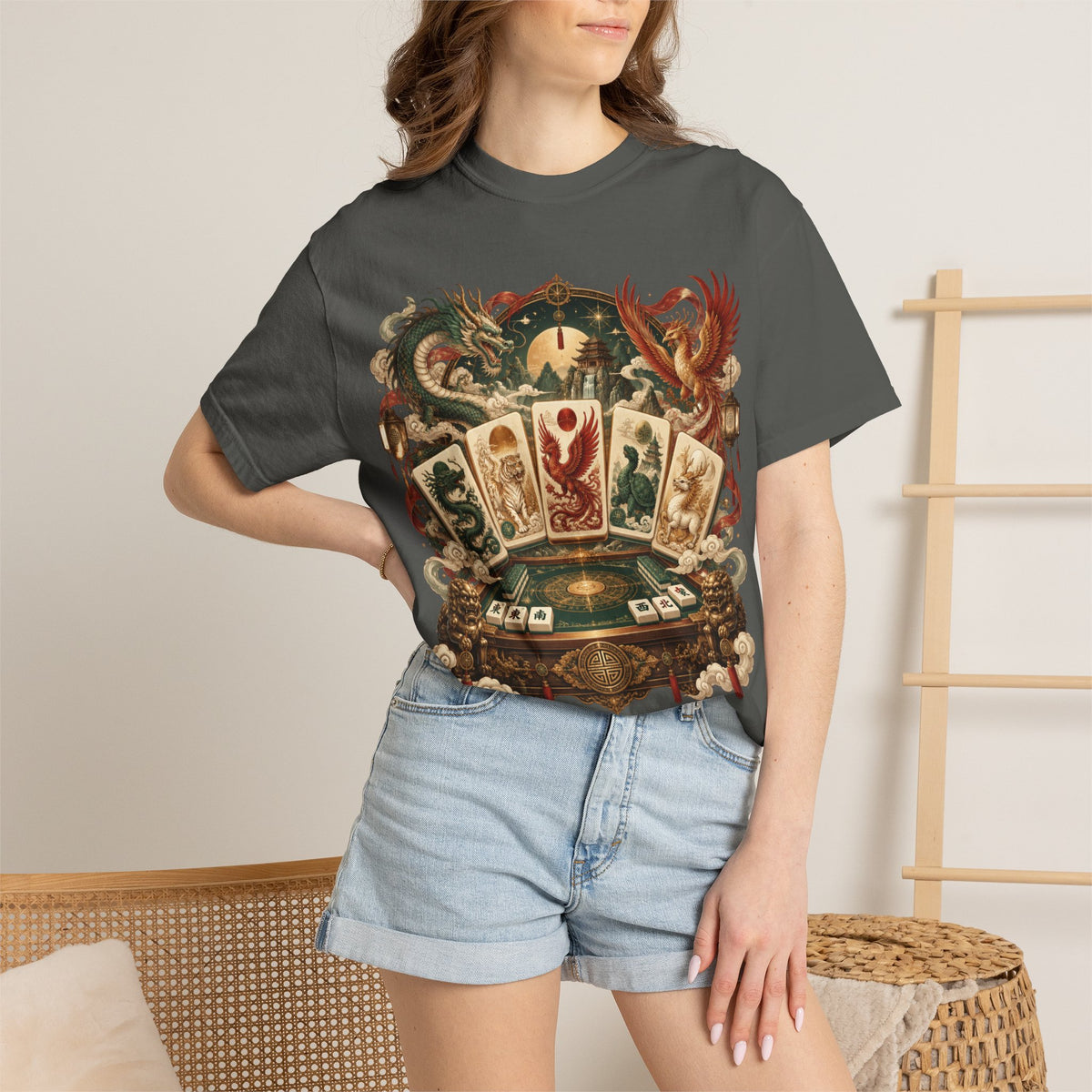 Mahjong Mystical Casino Dragon Garment-Dyed T-Shirt
