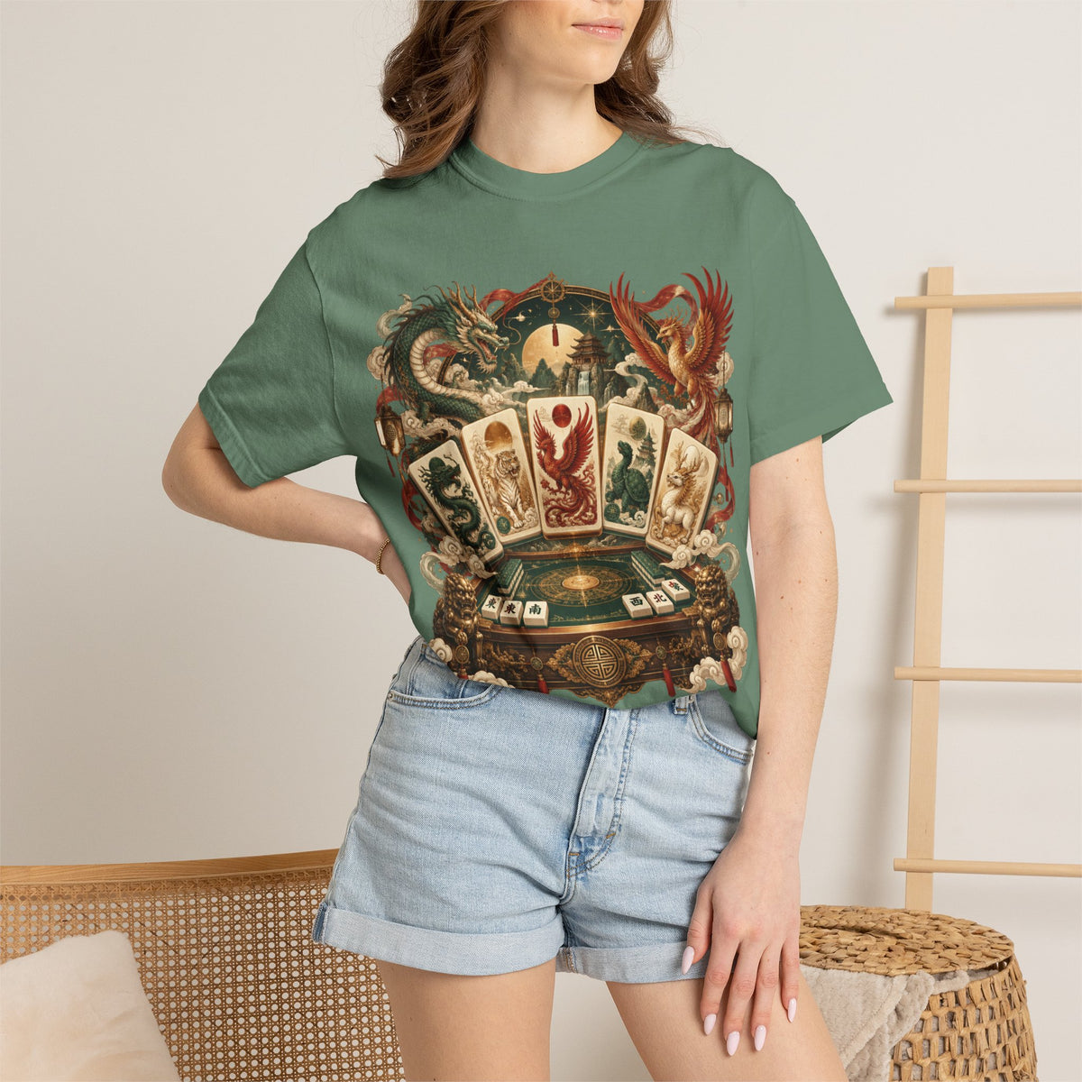 Mahjong Mystical Casino Dragon Garment-Dyed T-Shirt