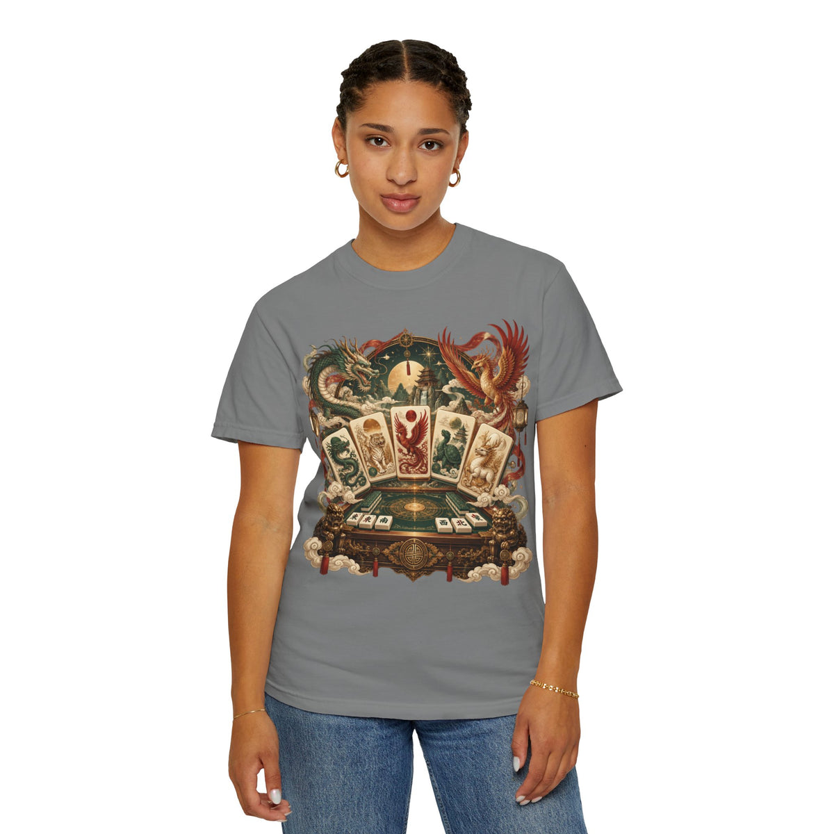 Mahjong Mystical Casino Dragon Garment-Dyed T-Shirt