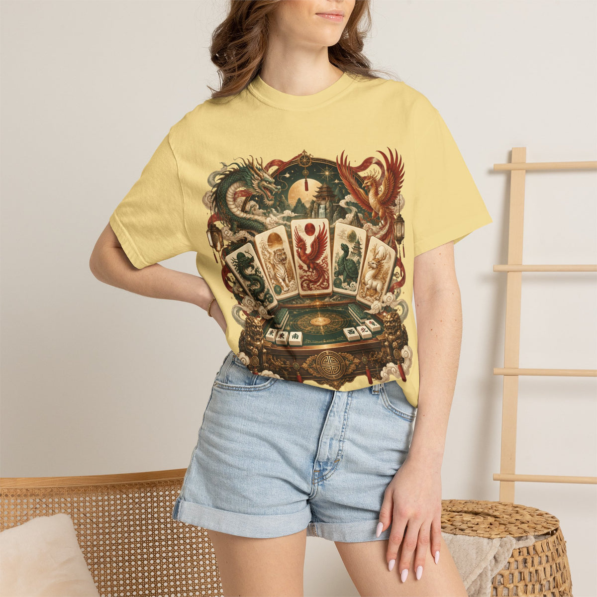 Mahjong Mystical Casino Dragon Garment-Dyed T-Shirt