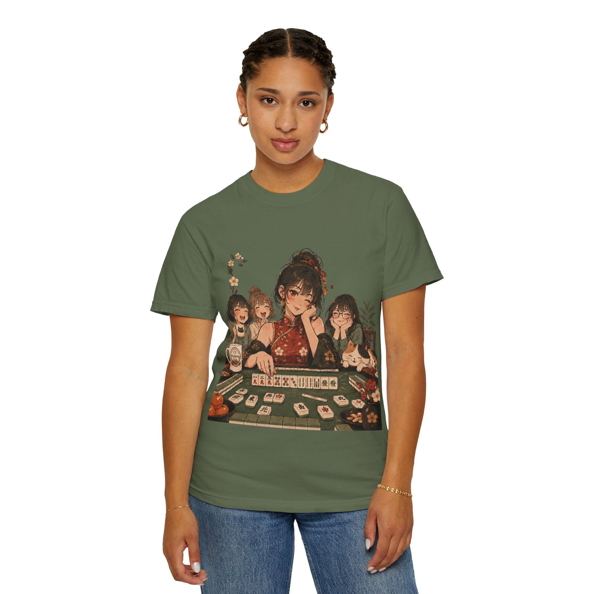 Retro Anime Mahjong Girls Graphic T-Shirt