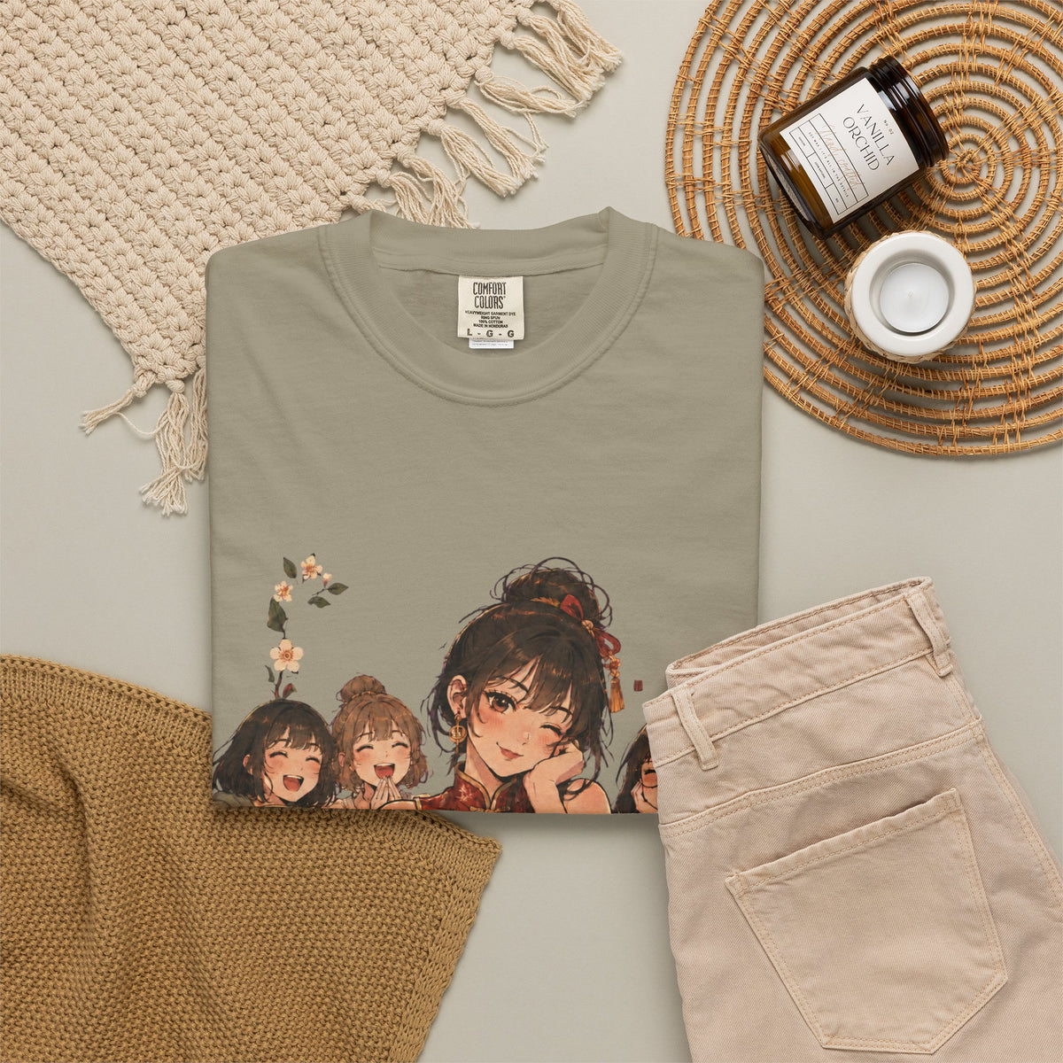 Retro Anime Mahjong Girls Graphic T-Shirt