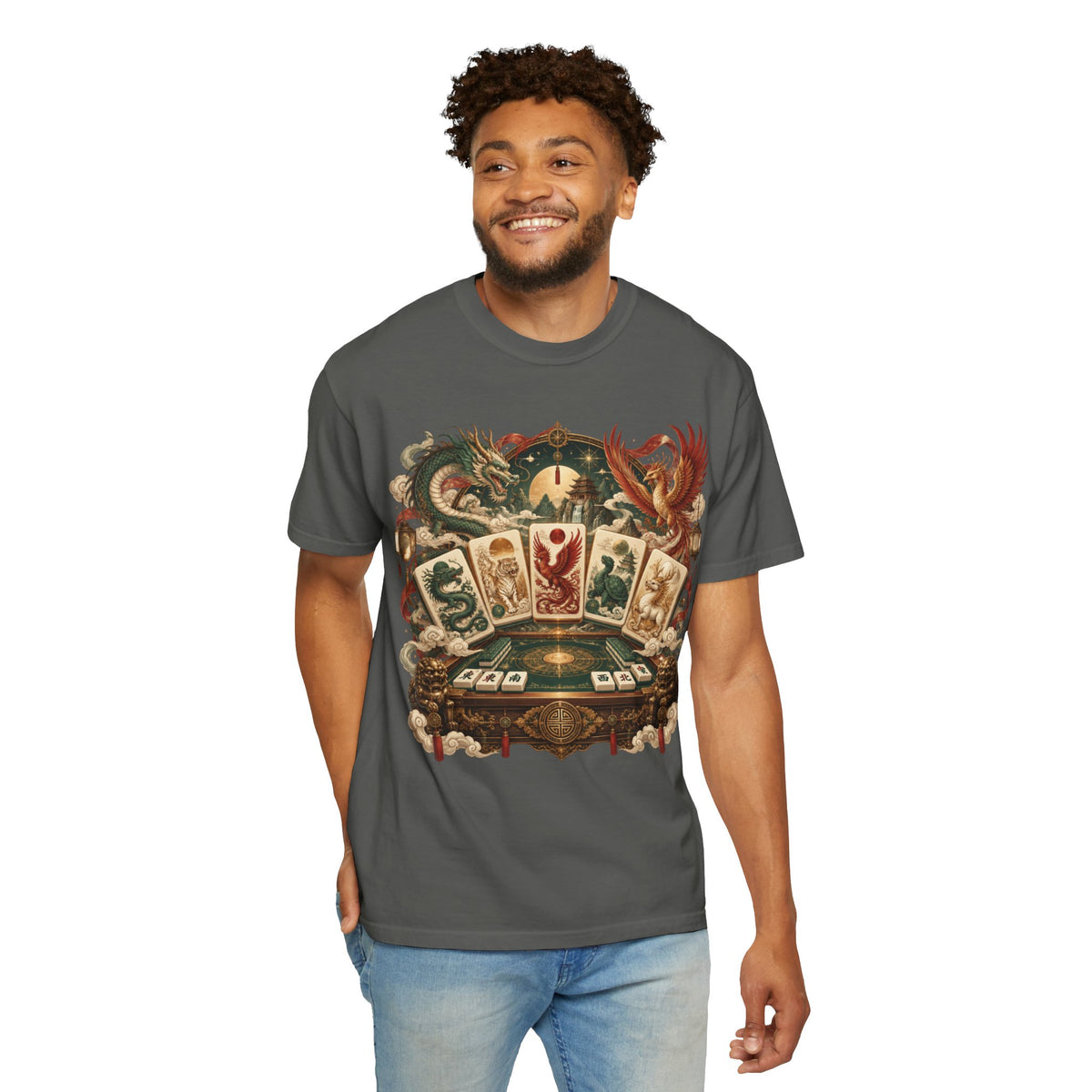 Mahjong Mystical Casino Dragon Garment-Dyed T-Shirt