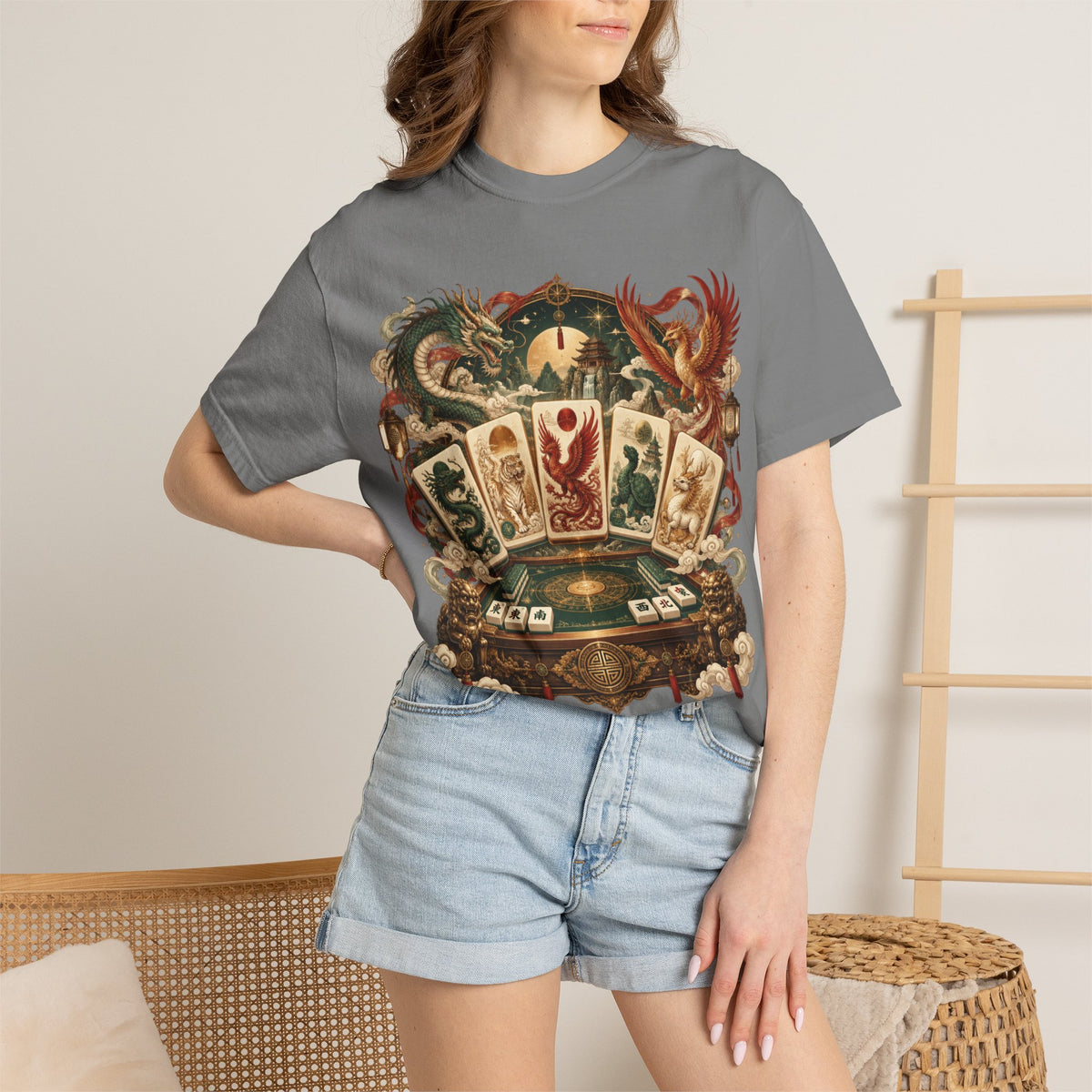 Mahjong Mystical Casino Dragon Garment-Dyed T-Shirt