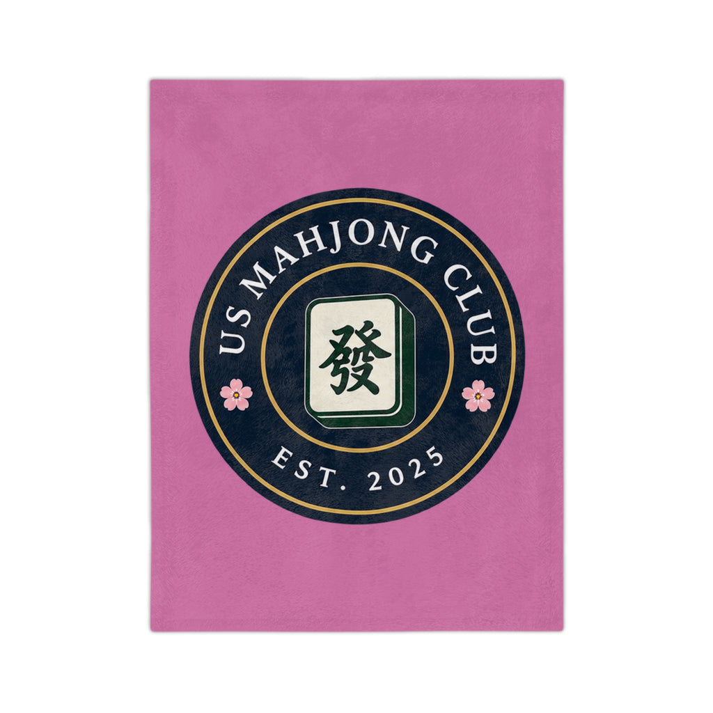 US Mahjong Club Pink Velveteen Blanket