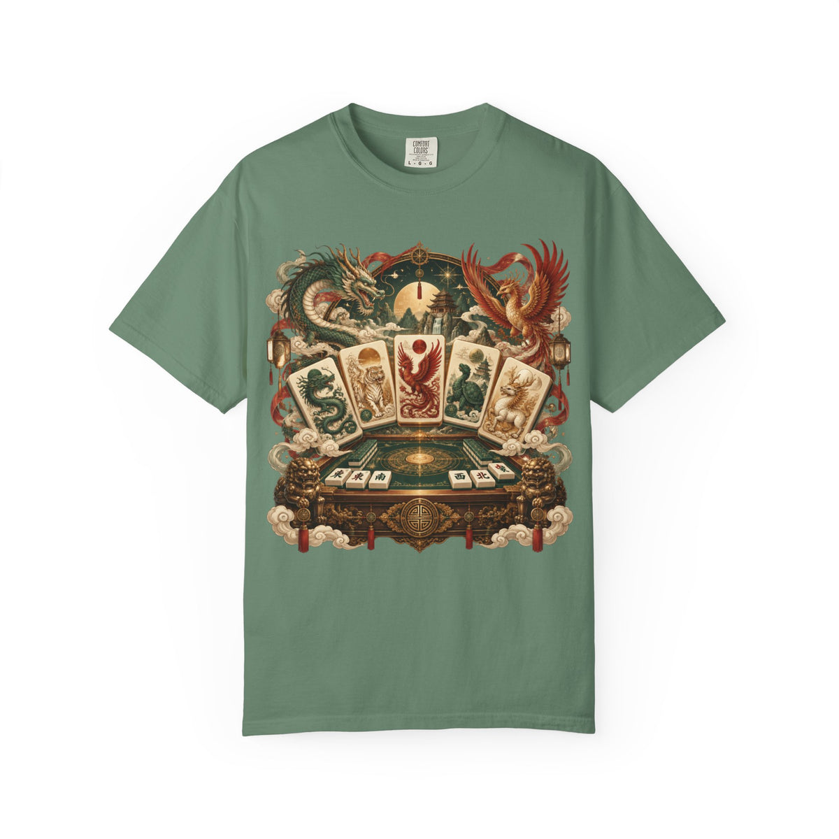 Mahjong Mystical Casino Dragon Garment-Dyed T-Shirt